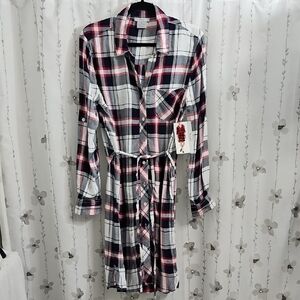 PLAID SHIRT DRESS SIZE SMALL / RED /WHITE/BLUE BLL-NYC